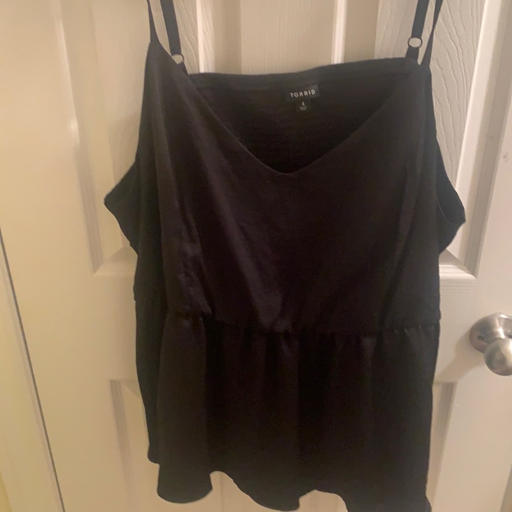 Black spaghetti strap low cut top